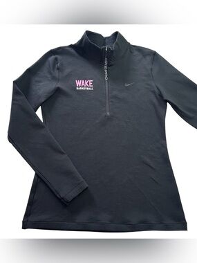 Nike Wake Forest Basketball TEAM ISSUED Women’s Pink Ribbon 1/4 Zip Jacket sz L